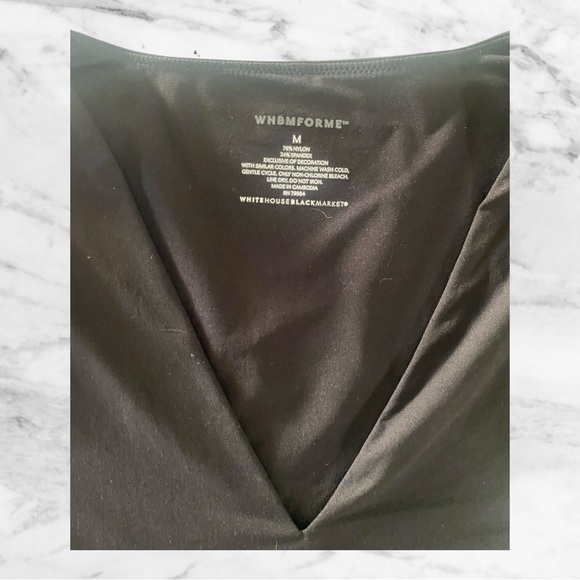 White House Black Market Women’s Black 3/4 Sleeve V-Neck Top Size M - Picture 8 of 10